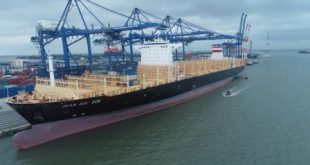 CẢNGCONTAINER QUỐC TẾ TÂN CẢNG HẢI PHÒNG (HICT) ĐÓN CHUYẾN TÀU 12.000 TEU– 132.000DWT TRÊN TUYẾN XUYÊN THÁI BÌNH DƯƠNG TỚI BỜ TÂY HOA KỲ