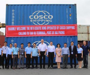 Lễ đón chuyến tàu đầu tiên ASIATIC KING V.048 của service VJS cập Cảng Tân Vũ